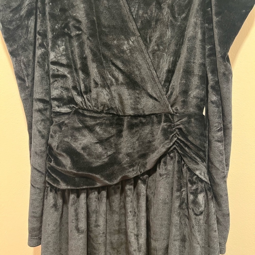 & Other Stories Puff Shoulder Long Sleeve Velvet Black Dress Romantic Goth - Picture 6 of 9